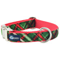 Christmas Plaid Green Velvet Essential Martingale Dog Collar (1″ Only) by 2 Hounds Design