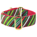 Christmas Stripes Elite Swiss Velvet Buckle Martingale Dog Collar