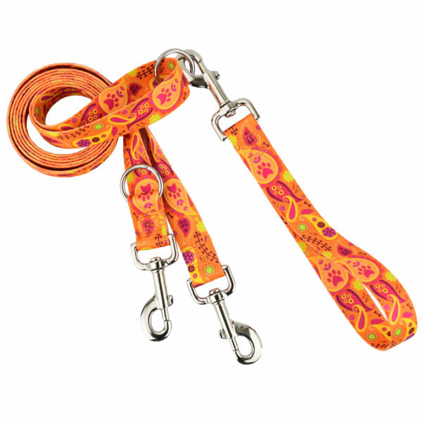 Orange Paisley Double Connection Leash – EarthStyle by 2 Hounds Design