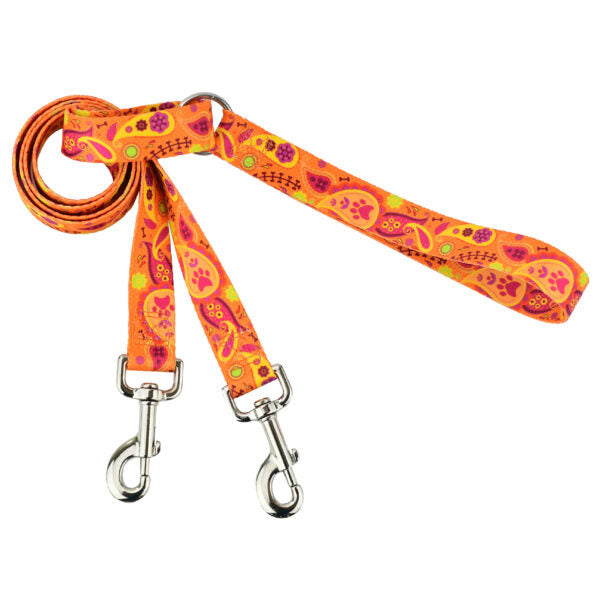 Orange Paisley Double Connection Leash – EarthStyle by 2 Hounds Design