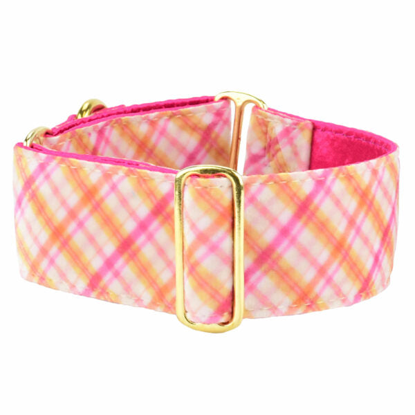 Pink Plaid Elite Velvet Dog Collar by 2 Hounds Design