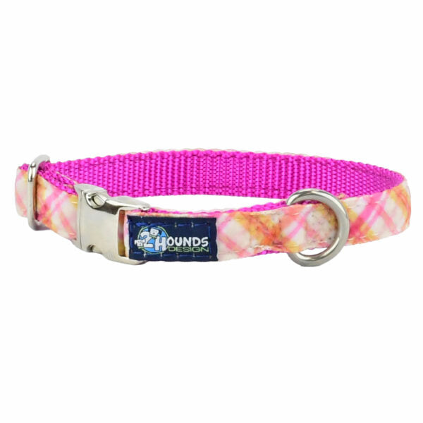 Pink Plaid Velvet Essential Dog Collar by 2 Hounds Design