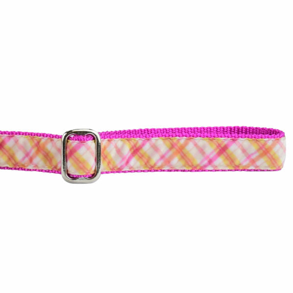 Pink Plaid Velvet Dog Leash by 2 Hounds Design
