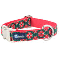 Poinsettia Holiday Velvet Essential Dog Collar (1″ Only) by 2 Hounds Design