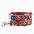 Poinsettia Holiday Velvet Essential Martingale Dog Collar (1″ Only) by 2 Hounds Design