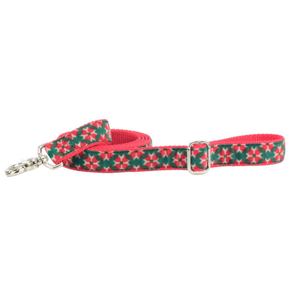 Poinsettia Holiday Velvet Dog Leash (1″ Only) by 2 Hounds Design
