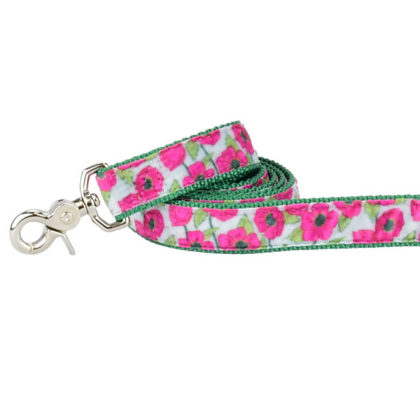 Bold Poppies Velvet Dog Leash by 2 Hounds Design