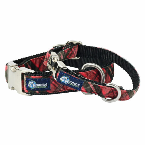 Classic Winter Plaid Velvet Essential Dog Collar by 2 Hounds Design