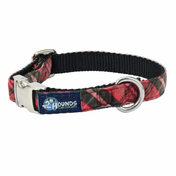 Classic Winter Plaid Velvet Essential Dog Collar by 2 Hounds Design