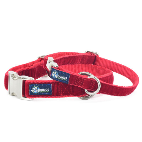 Red Velvet Essential Dog Collar by 2 Hounds Design