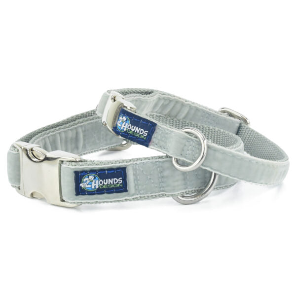 Silver Velvet Essential Dog Collar by 2 Hounds Design