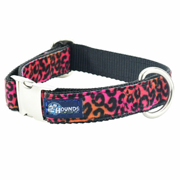 Wild Kitty Pink Velvet Essential Dog Collar by 2 Hounds Design