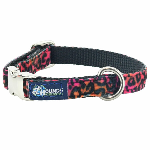 Wild Kitty Pink Velvet Essential Dog Collar by 2 Hounds Design
