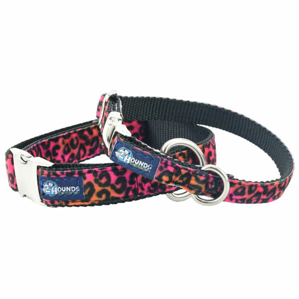 Wild Kitty Pink Velvet Essential Martingale Dog Collar by 2 Hounds Design
