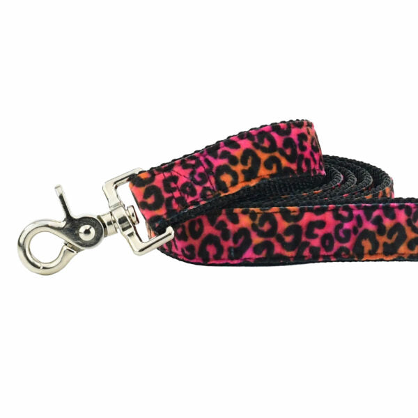 Wild Kitty Pink Velvet Dog Leash by 2 Hounds Design