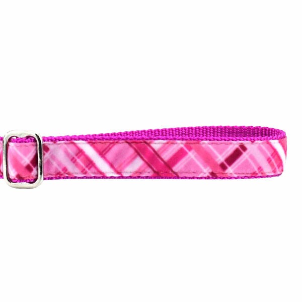 Very Pink Plaid Velvet Dog Leash by 2 Hounds Design