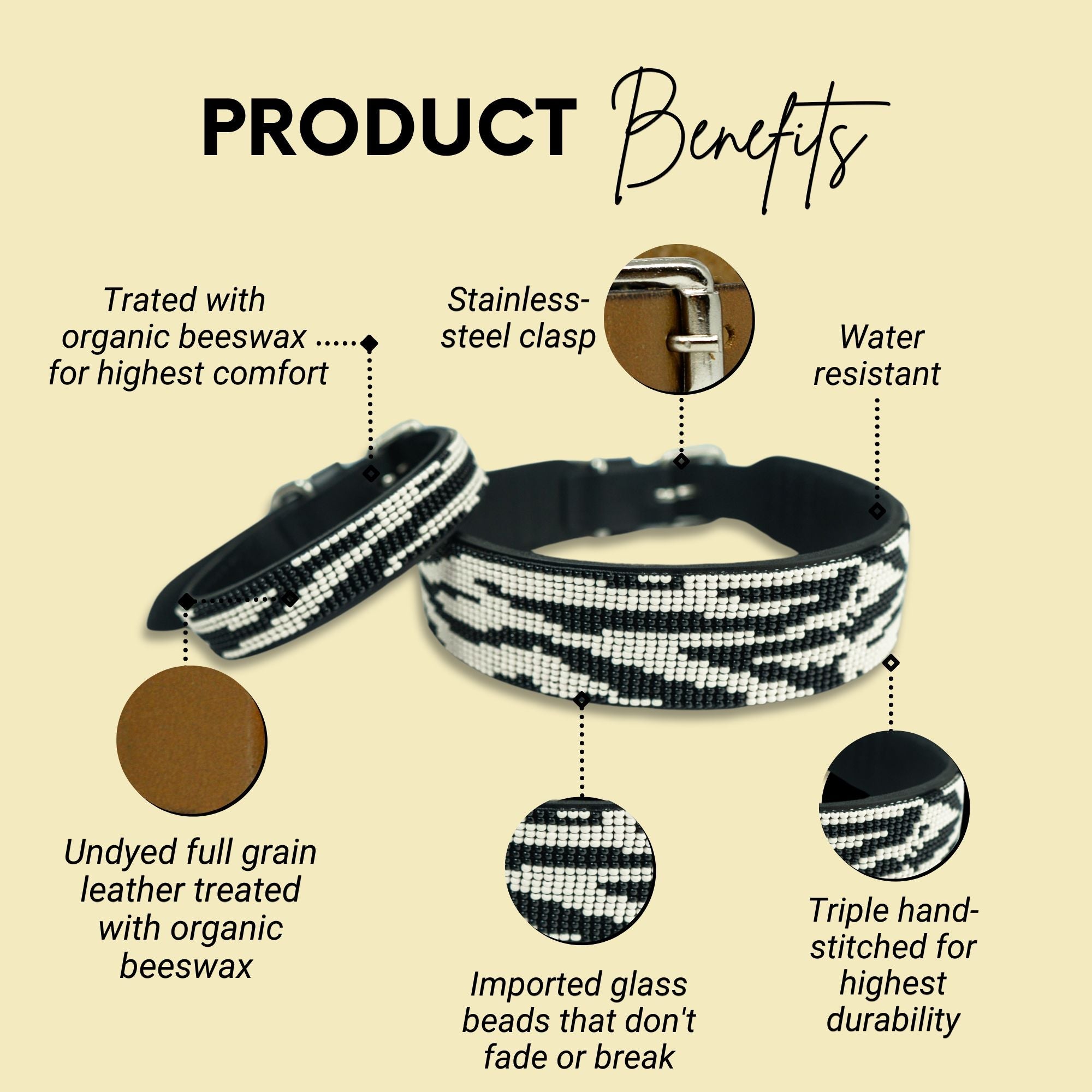 Zebra Sambboho dog collar (animal print collection) by Sambboho