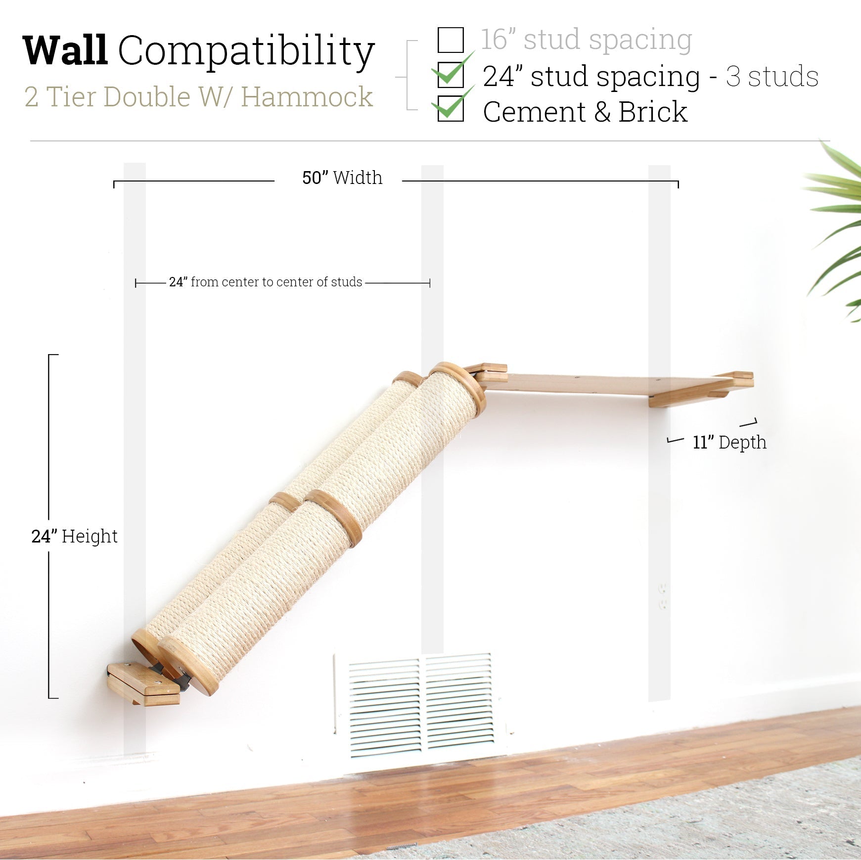 Slanted Cat Scratcher for Wall