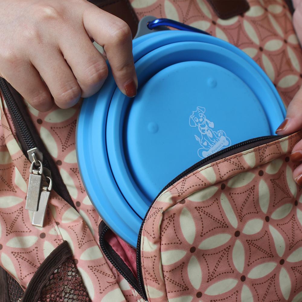 Mr. Peanut's 30oz Collapsible Silicone Camping Bowl with Lid & Foldable Fork by Mr. Peanut's Pet Carriers