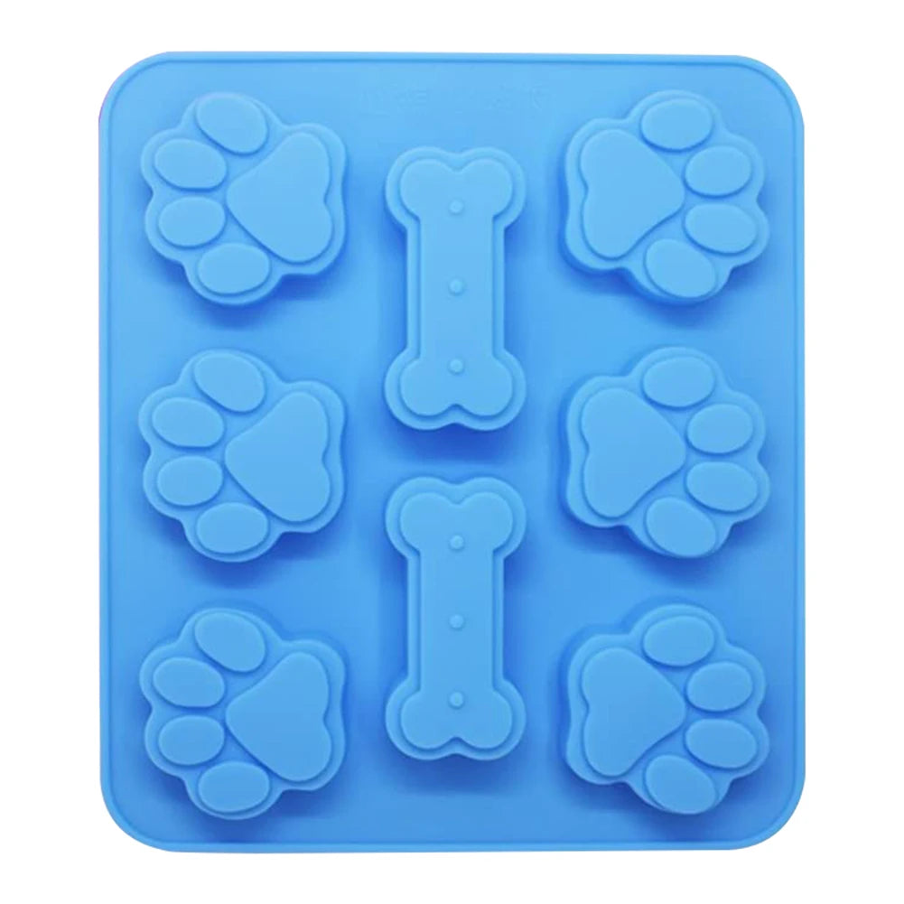 Dog Paw & Bone Shaped Kitchen Silicone Pet Treat Molds 8-Cavity by Love My Pet