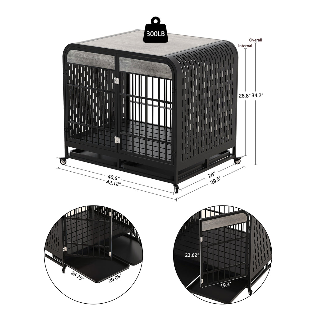 Heavy Duty Dog Crate Furniture Wooden Table 42inch Grey by VetsPetStore