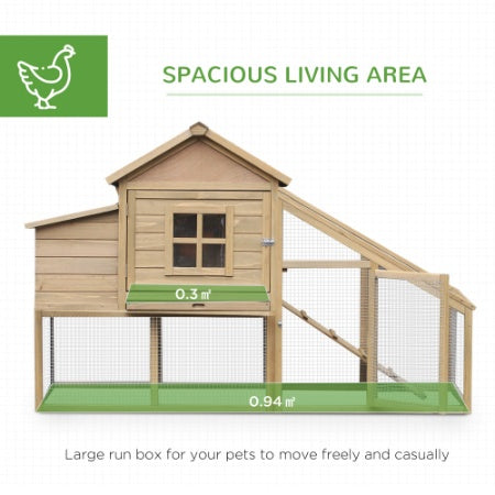 Wooden Chicken Enclosure, With Connecting Ramp, Removable Tray, Ventilated Window And Nesting Box, Natural by Amazing Pet Bargains