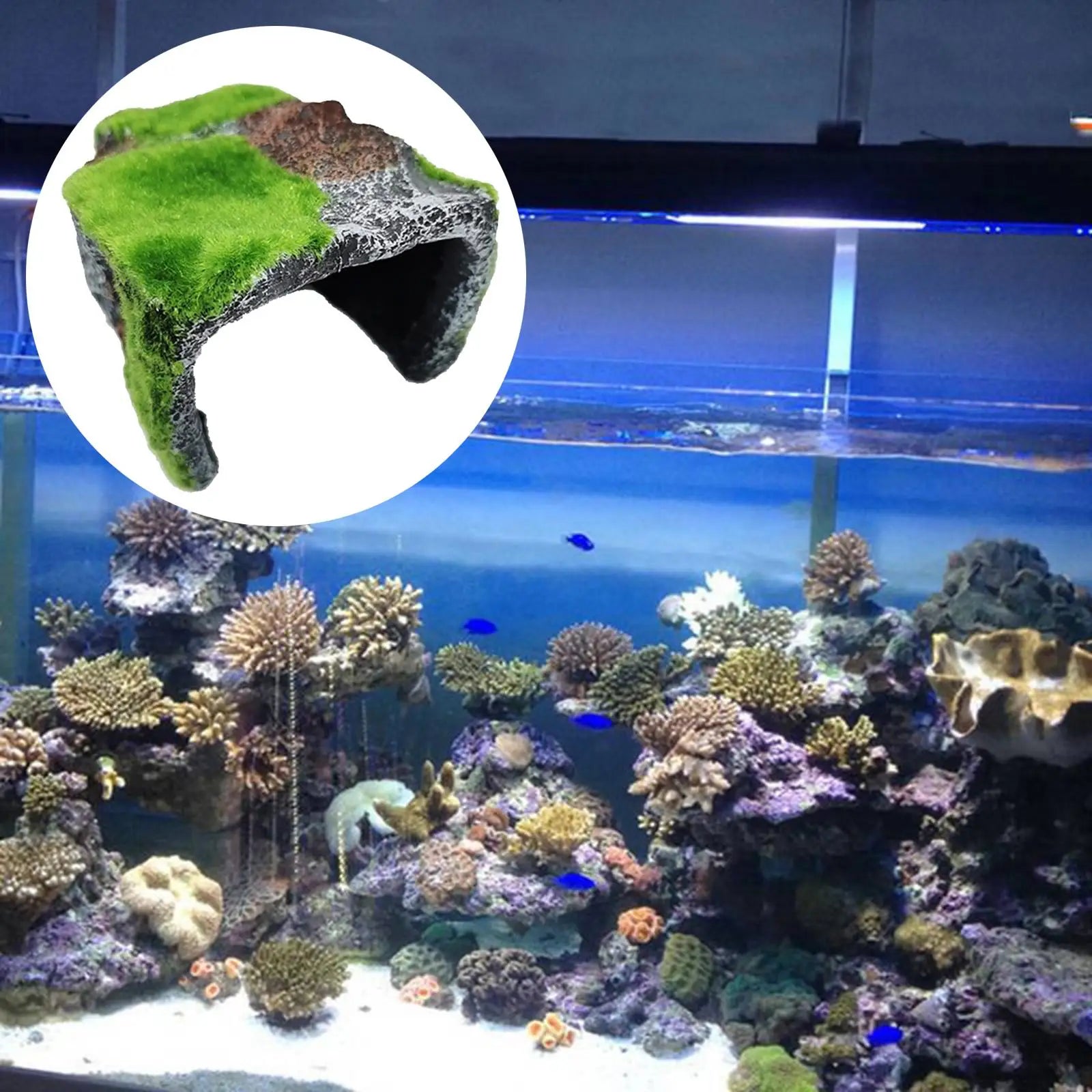 Simulate Moss Rock Stone For Aquariums and Reptile Hiding Spot