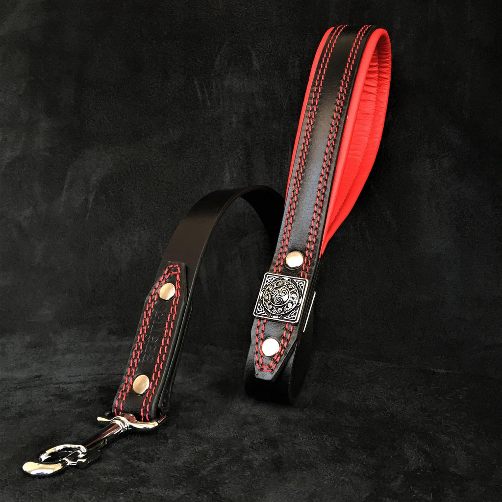 The "Eros" collar 2.5 inch wide black & red by Bestia Dog Gear
