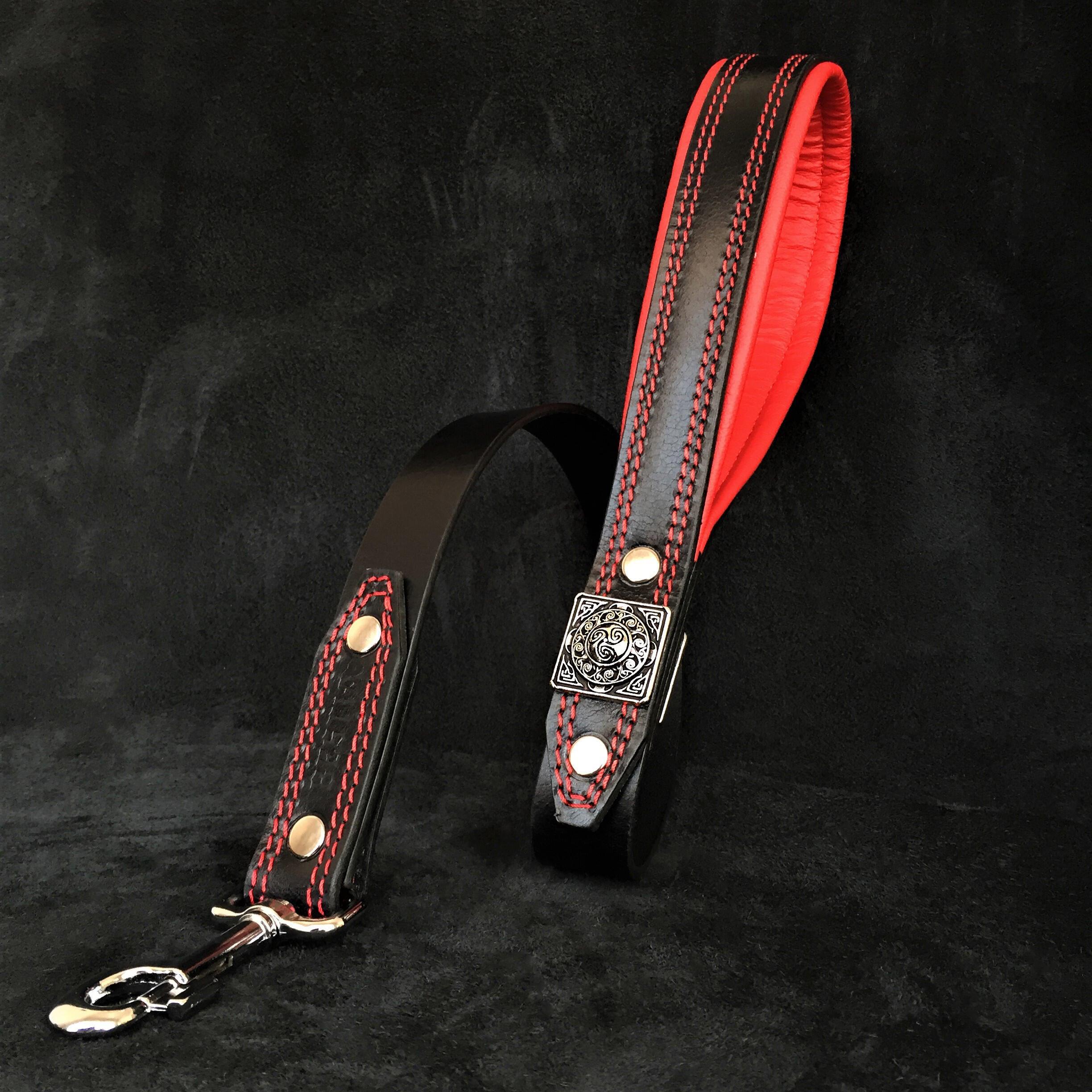 The "Eros" collar 2.5 inch wide black & red by Bestia Dog Gear