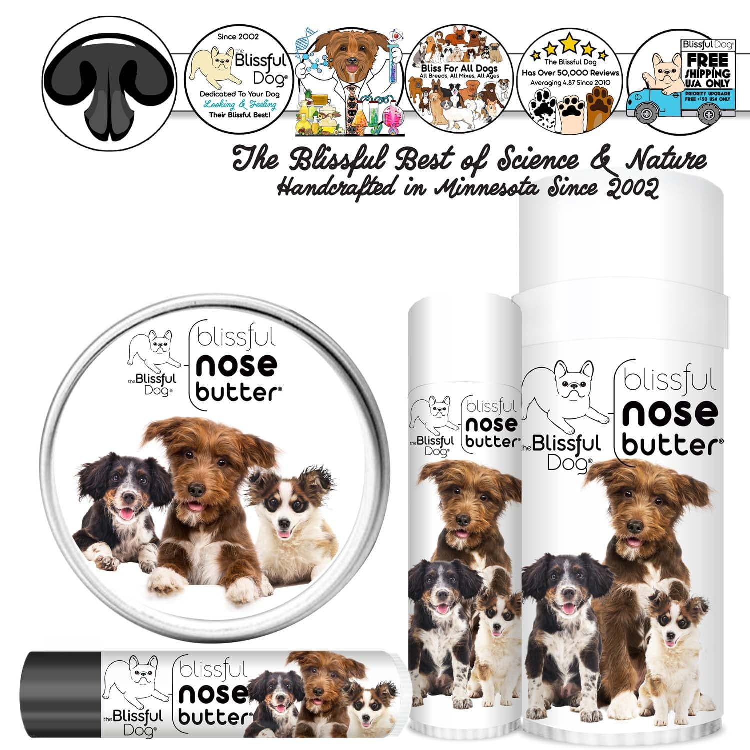 3 Cute Puppies Nose Butter by The Blissful Dog