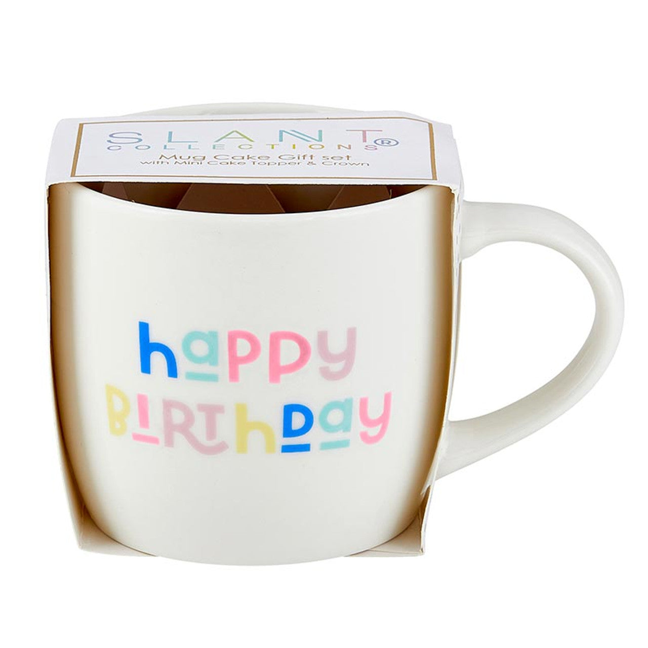 3 Piece Happy Birthday Mug Cake Gift Set | Coffee Mug Mini Crown Cupcake Topper by The Bullish Store