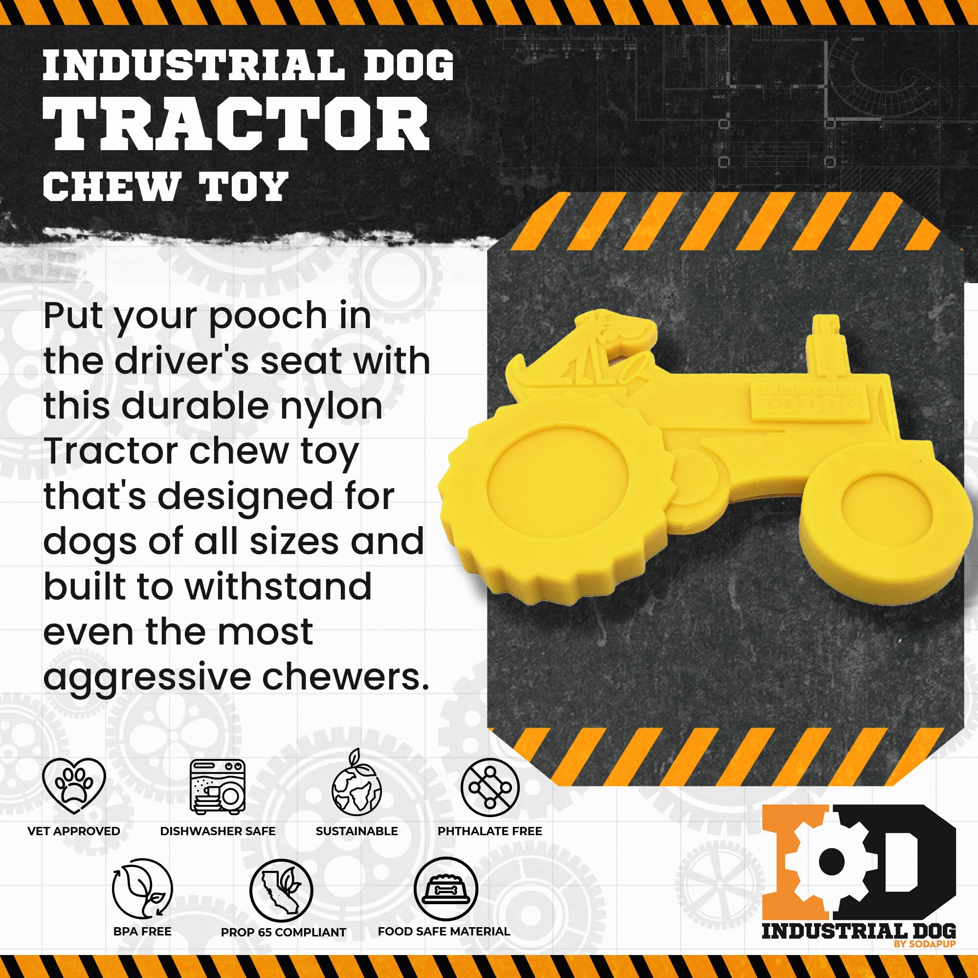 Tractor Nylon Dog Toy for Aggressive Chewers | USA Made | SodaPup by SodaPup/True Dogs, LLC