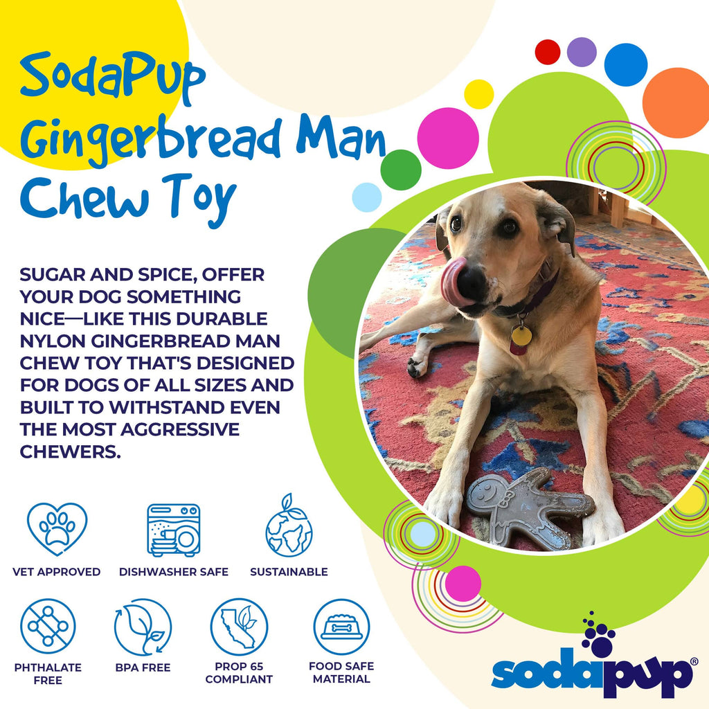 Gingerbread Man Nylon Dog Chew Toy for Aggressive Chewers | USA Made by SodaPup/True Dogs, LLC