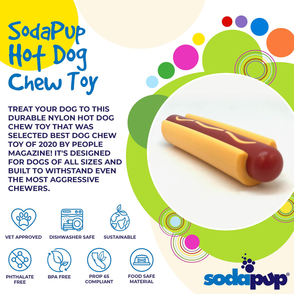 Hot Dog Nylon Dog Toy for Aggressive Chewers | USA Made | SodaPup by SodaPup/True Dogs, LLC