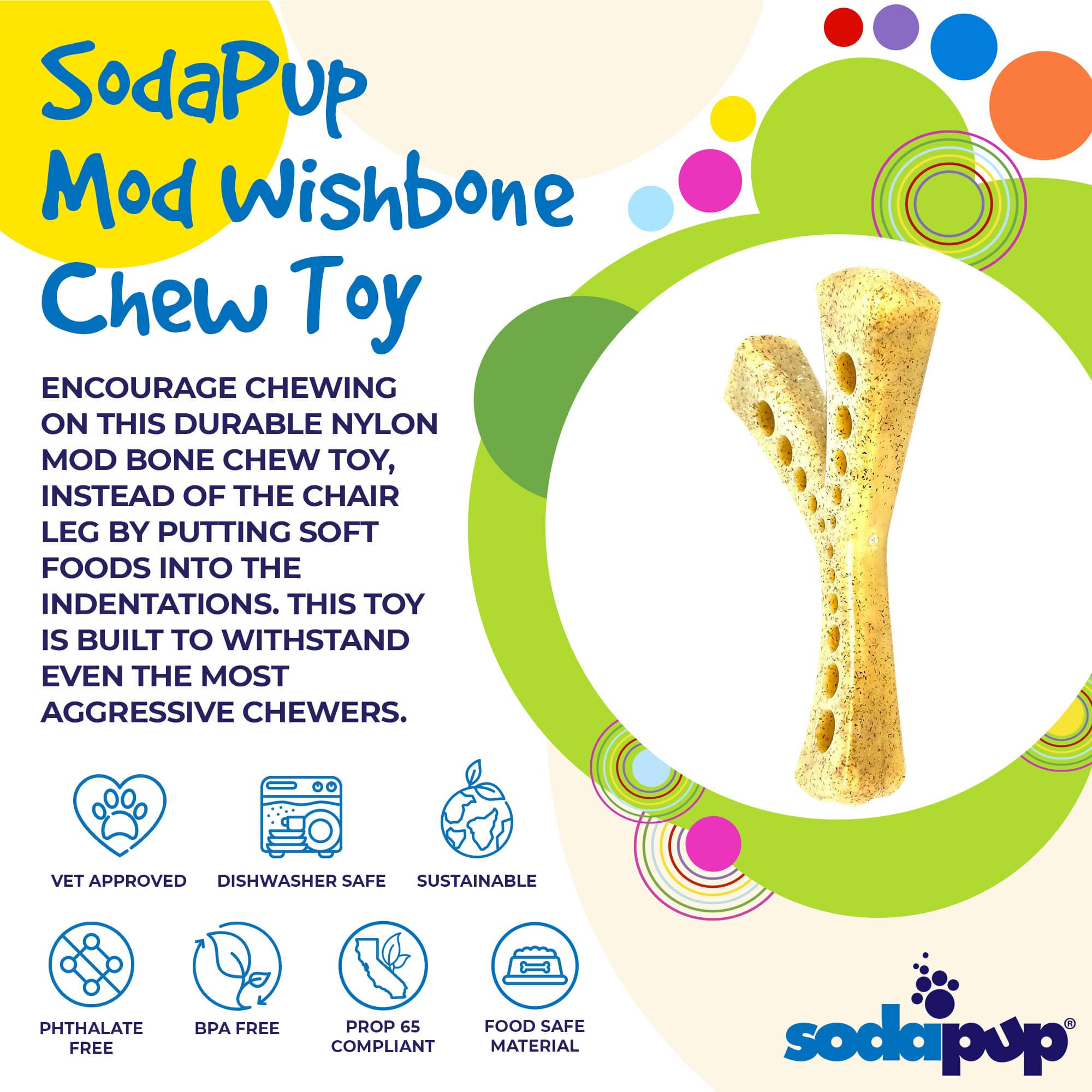 MOD Wishbone Nylon Dog Chew Toy for Aggressive Chewers | USA Made by SodaPup/True Dogs, LLC