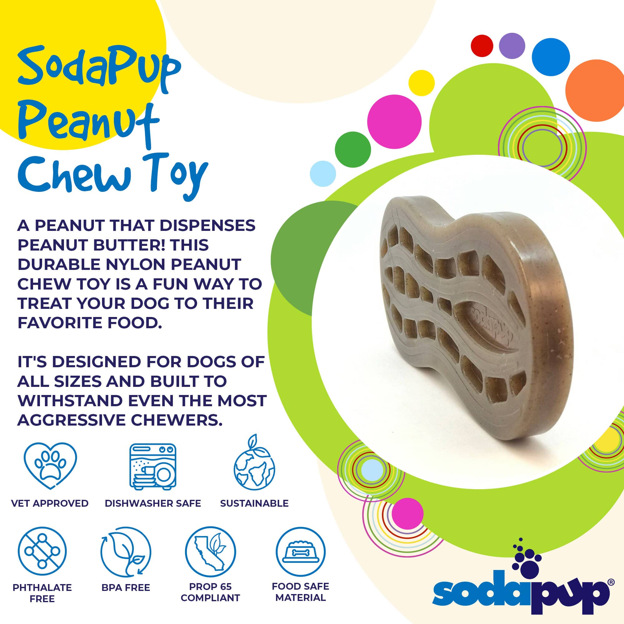 Peanut Nylon Dog Chew Toy | Ultra-Durable for Aggressive Chewers | SodaPup by SodaPup/True Dogs, LLC