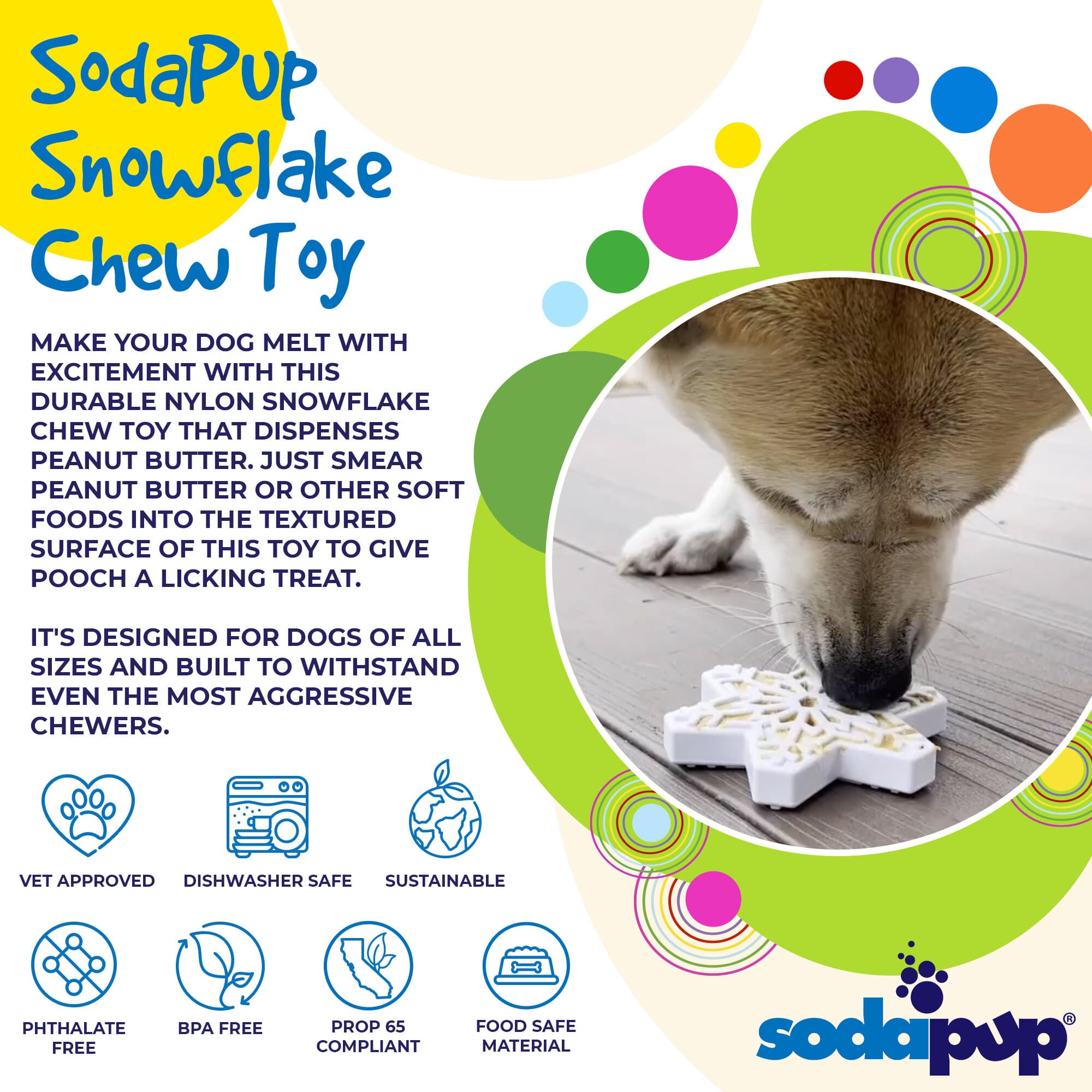 Snowflake Nylon Dog Chew Toy for Aggressive Chewers | USA Made & FDA Compliant by SodaPup/True Dogs, LLC
