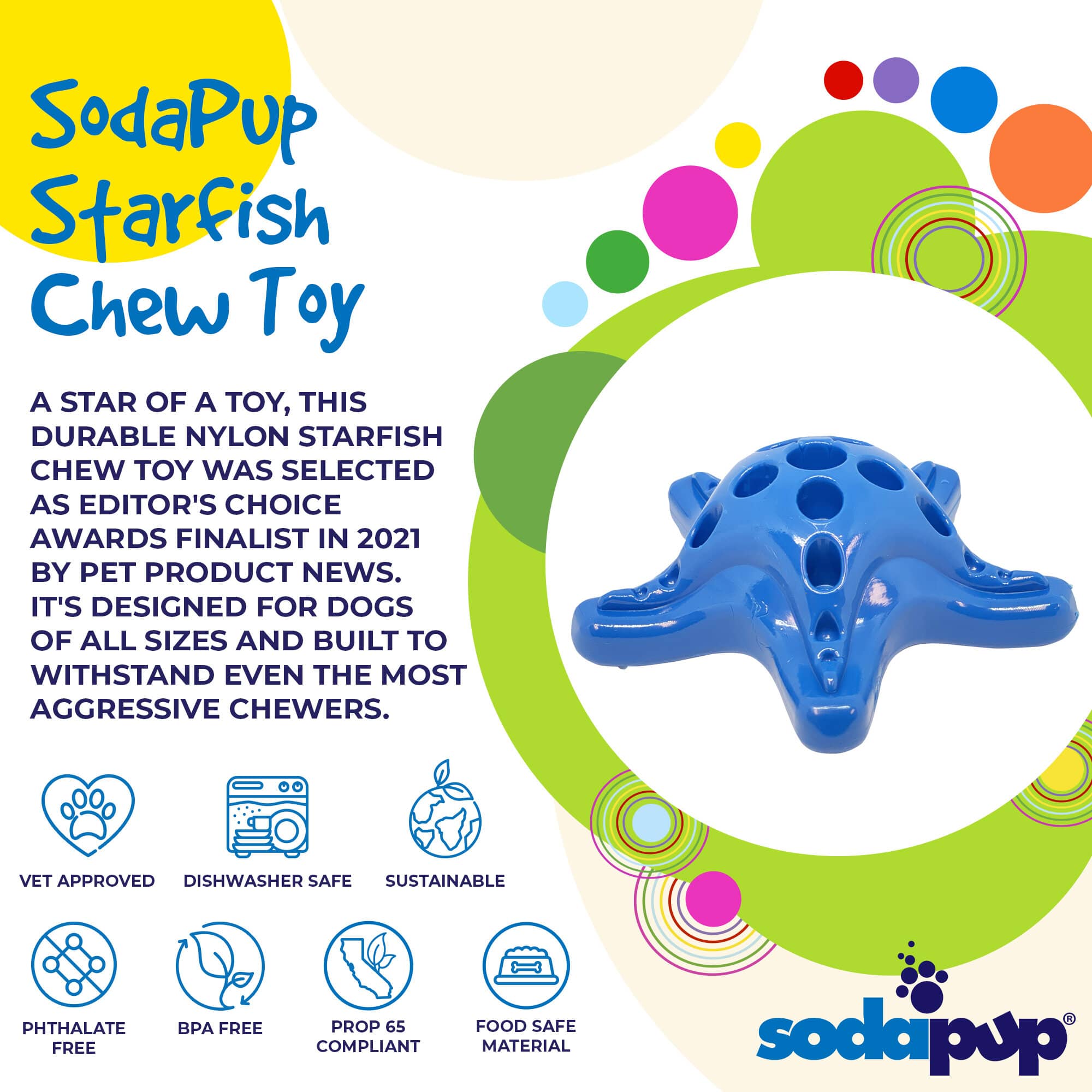 Starfish Nylon Dog Chew Toy for Aggressive Chewers | USA Made | SodaPup by SodaPup/True Dogs, LLC