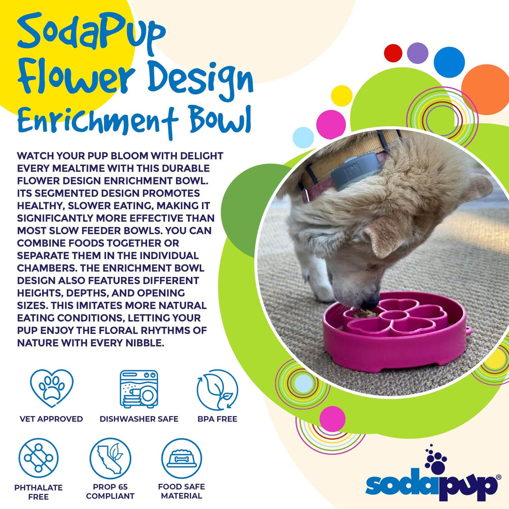 Flower eBowl Deep Slow Feeder Dog Bowl for Enrichment | USA Made by SodaPup/True Dogs, LLC