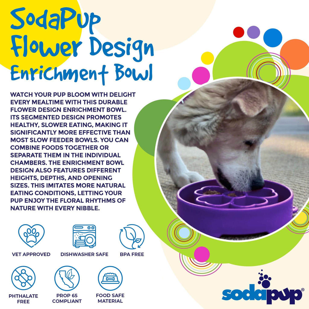 Flower eBowl Deep Slow Feeder Dog Bowl for Enrichment | USA Made by SodaPup/True Dogs, LLC