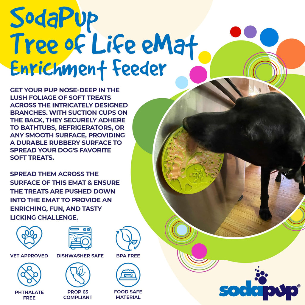 Tree of Life eMat - Enrichment Lick Mat For Dogs and Cats - With Suction Cups | Tree Design | USA Made by SodaPup/True Dogs, LLC