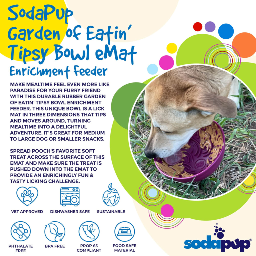Garden of Eatin' Tipsy Bowl - Wobble Lick Mat for Dogs & Cats | USA Made by SodaPup/True Dogs, LLC