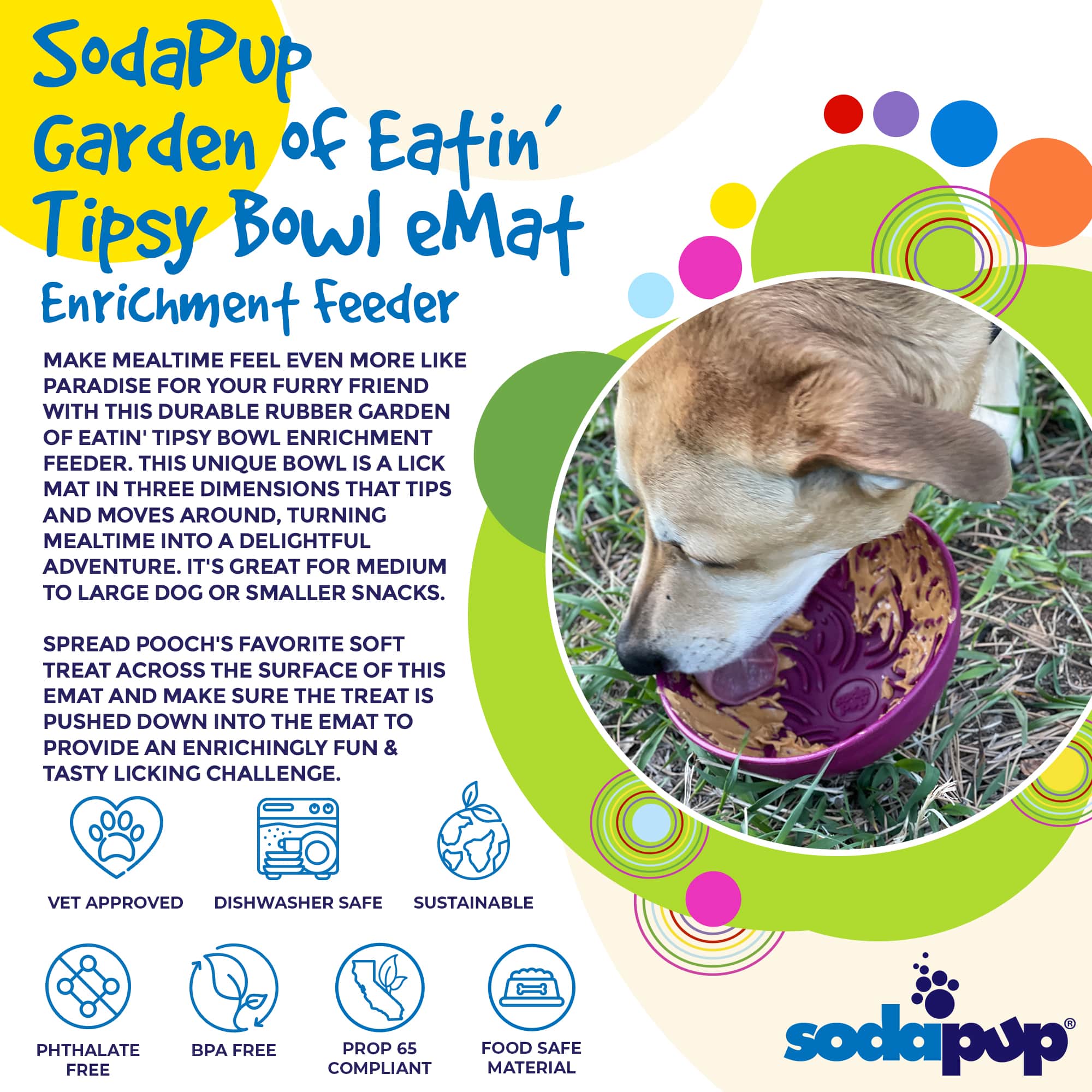 Garden of Eatin' Tipsy Bowl - Wobble Lick Mat for Dogs & Cats | USA Made by SodaPup/True Dogs, LLC