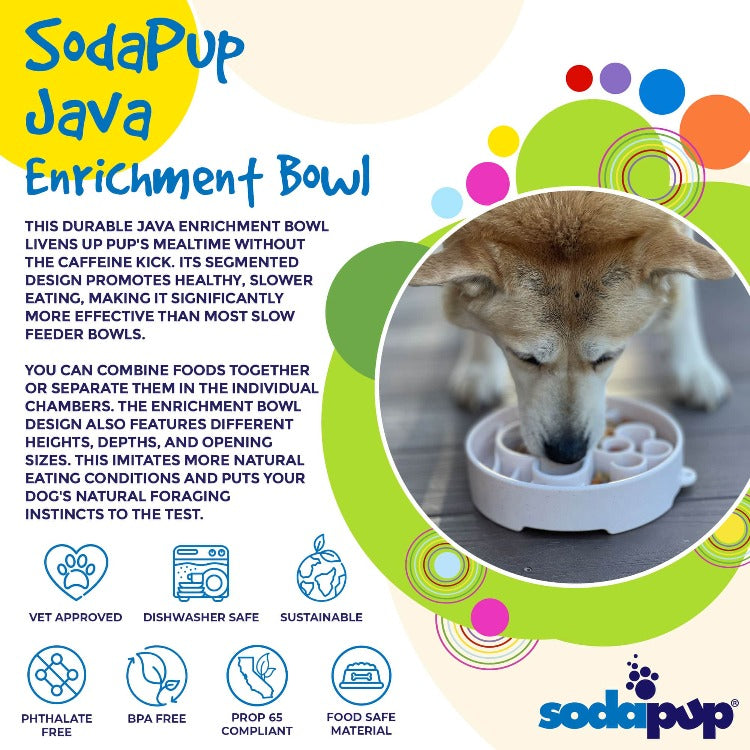 Java eBowl Deep Slow Feeder Dog Bowl for Enrichment | USA Made by SodaPup/True Dogs, LLC