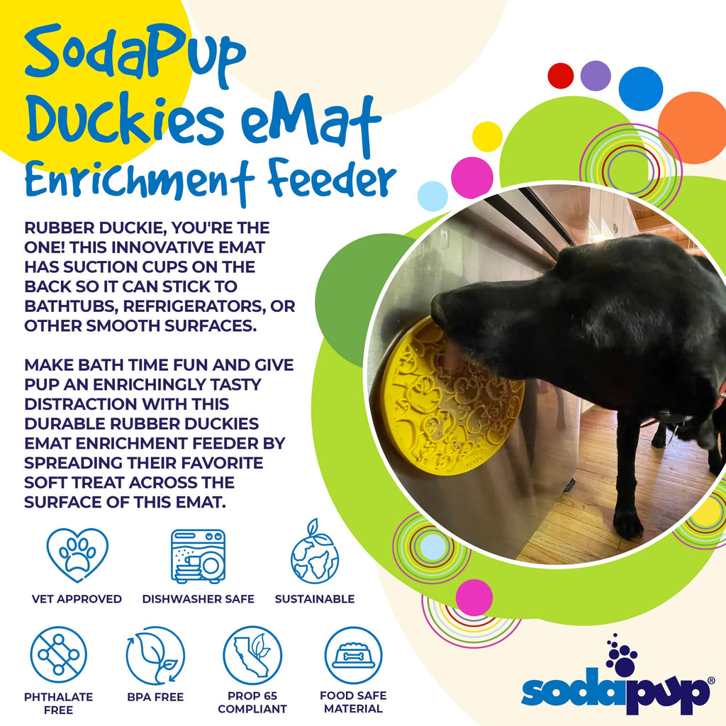 Rubber Duckies emat - Enrichment Lick Mat for Dogs and Cats - with Suction Cups | Bath Time Design | SodaPup USA Made by SodaPup/True Dogs, LLC