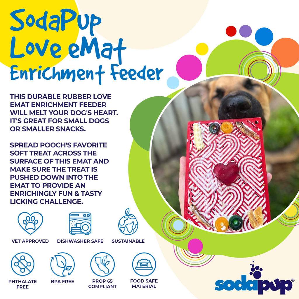 Love eMat - Enrichment Lick Mat for Dogs and Cats| Heart Design | SodaPup by SodaPup/True Dogs, LLC
