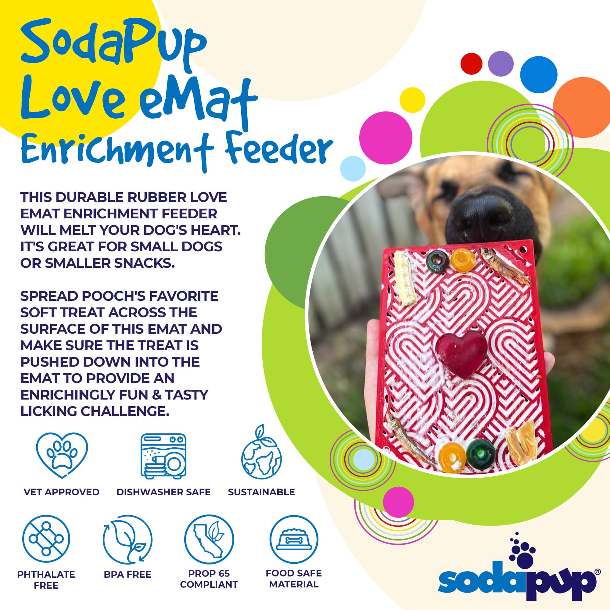 Love eMat - Enrichment Lick Mat for Dogs and Cats| Heart Design | SodaPup by SodaPup/True Dogs, LLC
