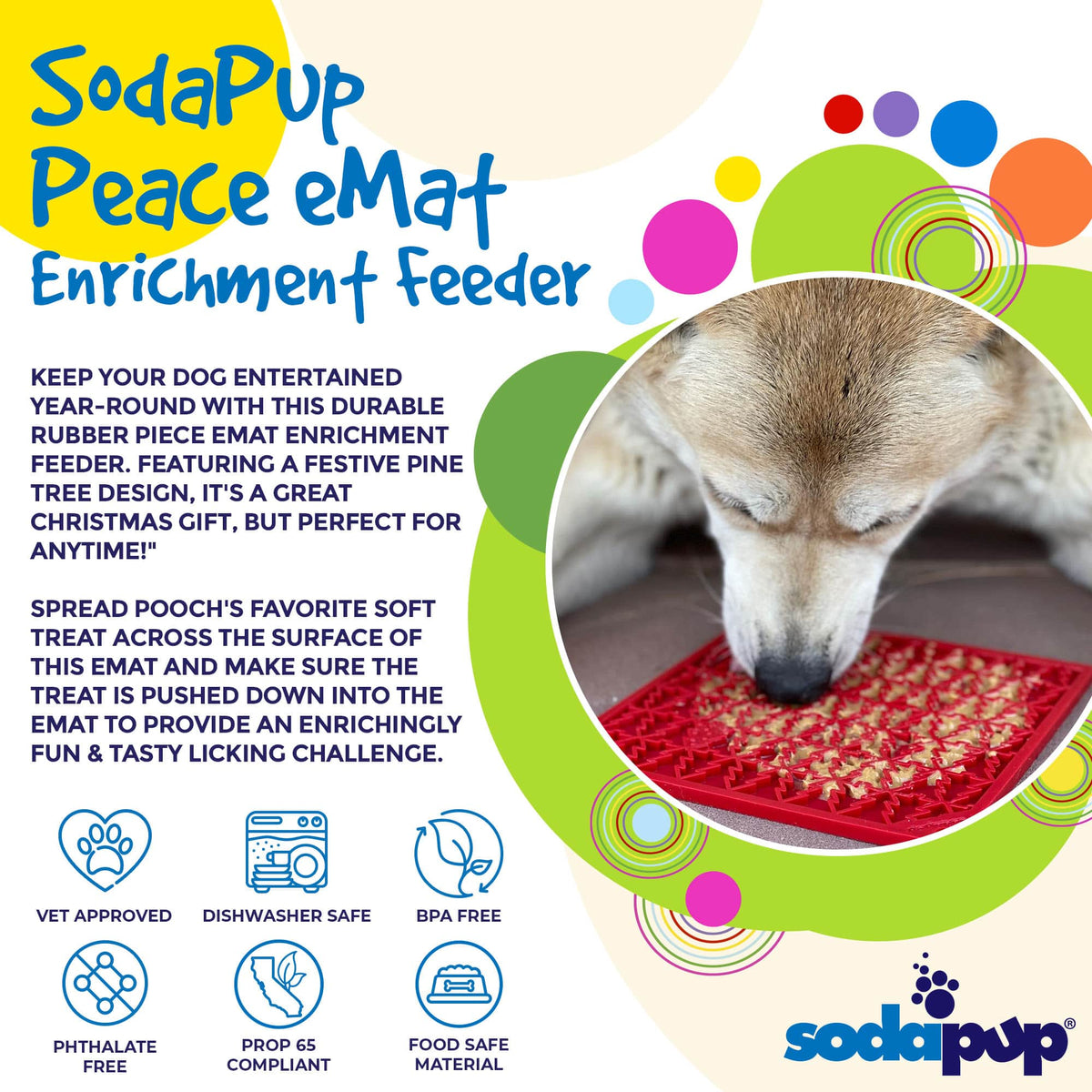 "Peace" Christmas Tree emat - Enrichment Lick Mat for Dogs and Cats | Christmas Tree design | SodaPup by SodaPup/True Dogs, LLC