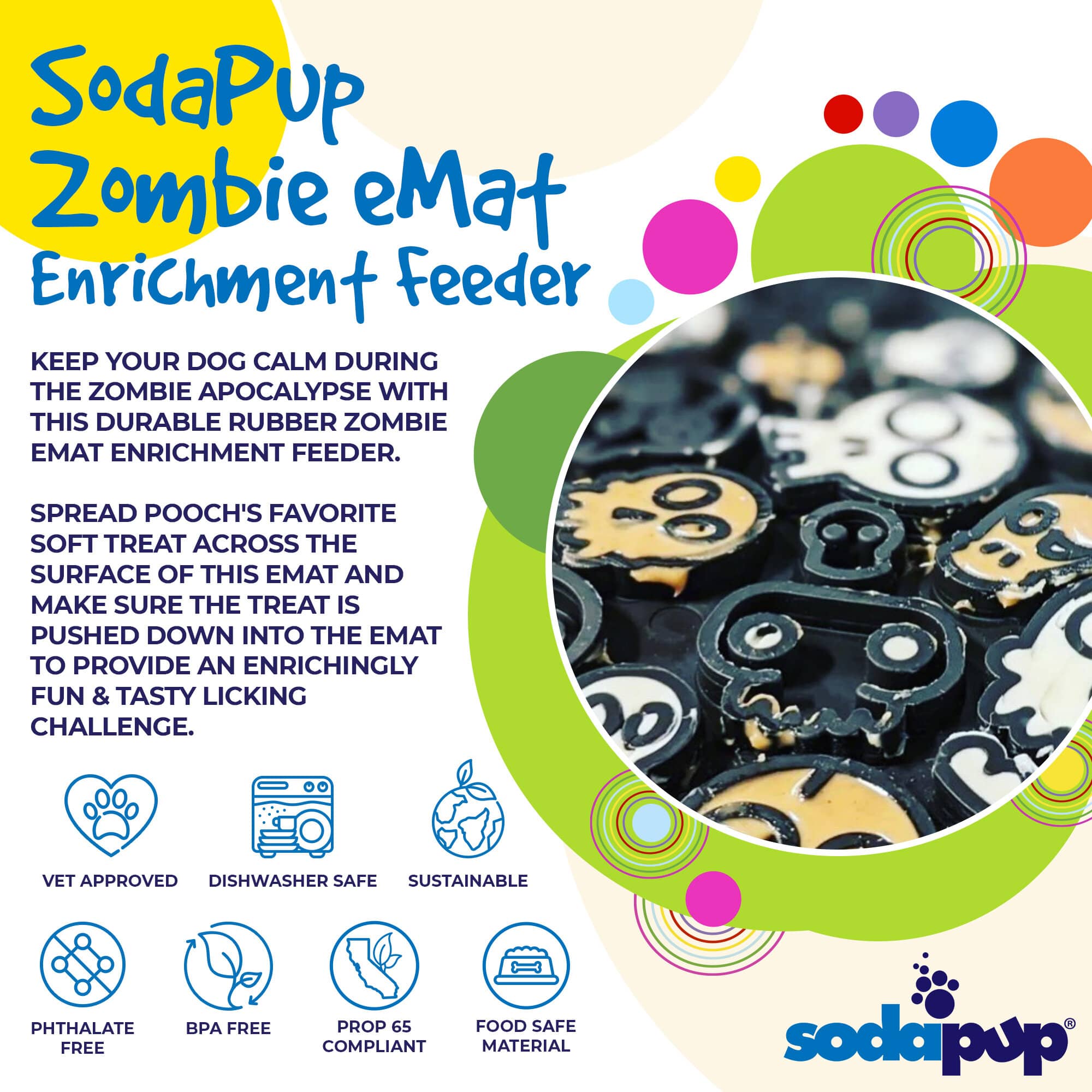 Zombie eMat - Enrichment Lick Mat for Dogs and Cats | Halloween Skull Design | SodaPup by SodaPup/True Dogs, LLC