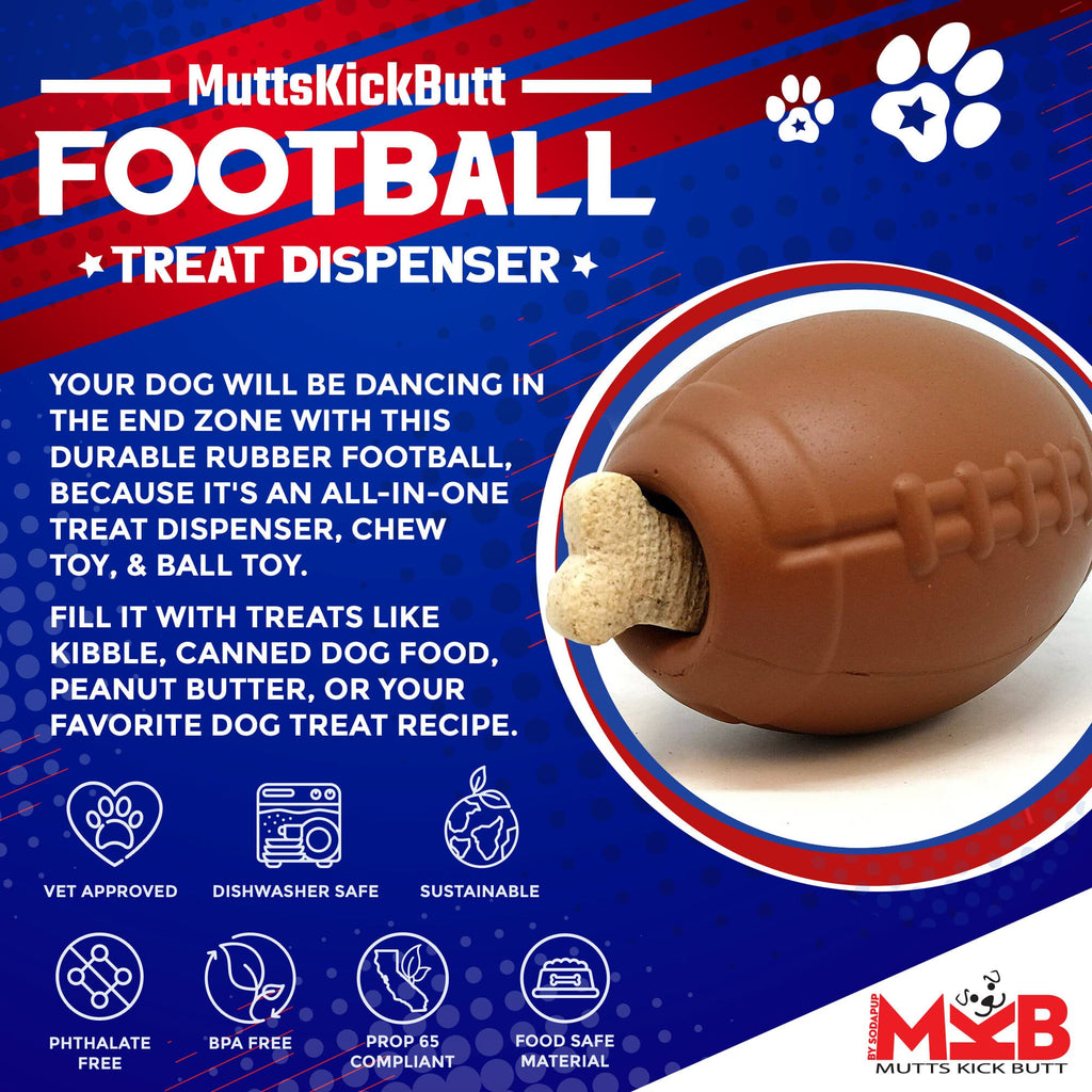 Football Dog Chew Toy & Treat Dispenser - USA Made | SodaPup by SodaPup/True Dogs, LLC